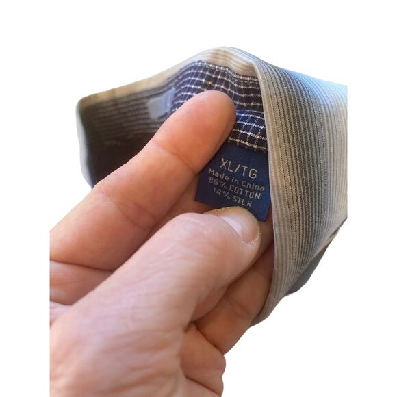 Tommy Bahama Shirt Mens XL Gray Blue Striped Button Up Long Sleeve Silk Blend - Picture 6 of 10